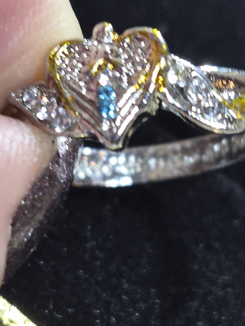 Dainty Two-Tone Angel Wings Pavé Heart Inscription Verse Ring Size 7